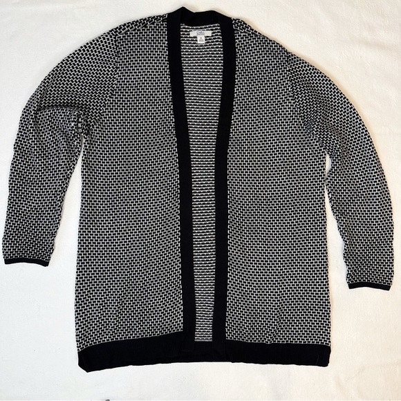 Croft & Barrow Black White Geometric Print Open Flowy Longline Cardigan, size XL - Picture 11 of 16